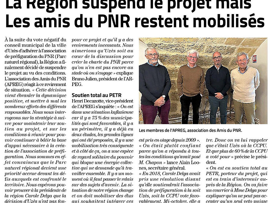 La Région suspend le projet mais Les amis du PNR restent mobilisés