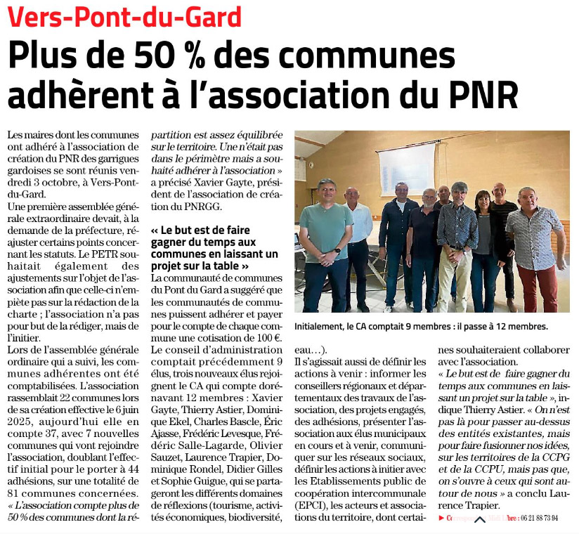 Vers-Pont-du-Gard ML 2025 10 08 - Communes adhérentes à l'association pour le PNR